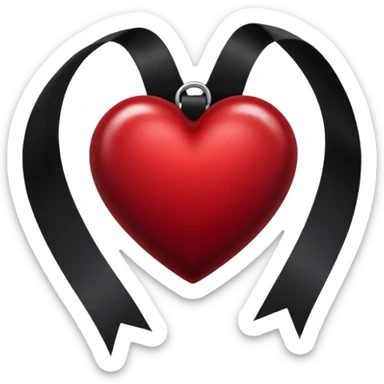 realistic gothic heart with a black velvet ribbon sticker