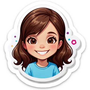 smiling girl with brown hair sticker