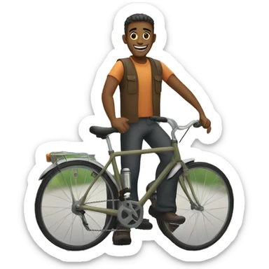 man smiling on bicycle outdoors sticker