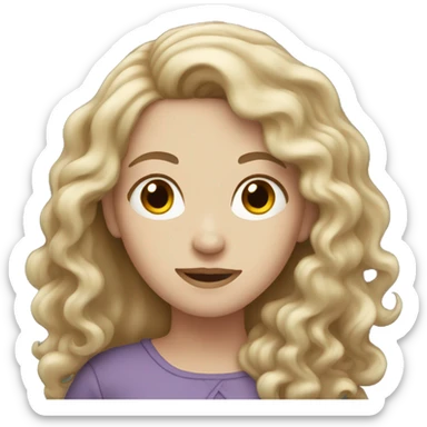 Woman with pale skin and long curly brown hair  sticker