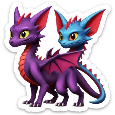 Cynder-Toothless-Spyro-Sergal-Lykoi-Pokémon-Fakémon-creature-hybrid sticker