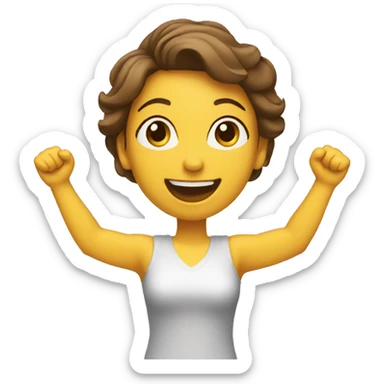 excited woman with arms raised above head sticker