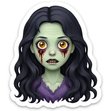 A girl zombie with long black wavy hair  sticker