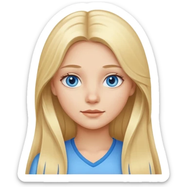 beautiful blond girl with long hair and blue eyes sticker