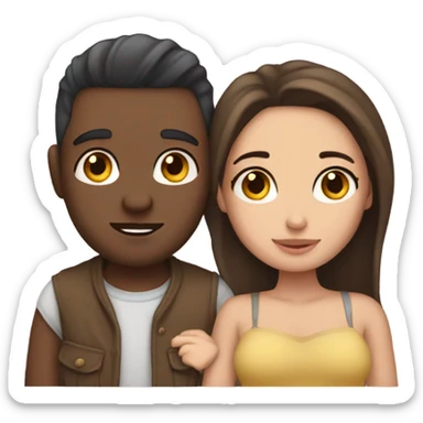 Fair skin cute couple cuddle sticker