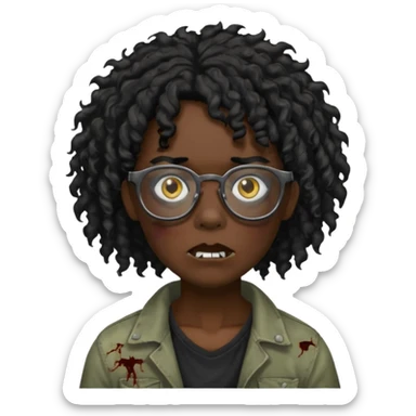 Faz uma zombie de cabelo preto cacheado e óculos de grau preto sticker