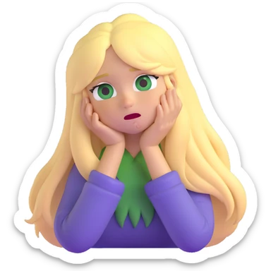 long-haired blonde with swamp eyes, crying sticker