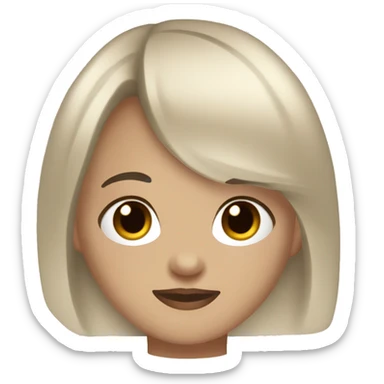 white girl with dark brown hair bangs and brown eyes sticker