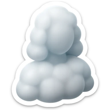 shoulder length, person composed of white fluffy convex clouds, front view, matte glass style sticker