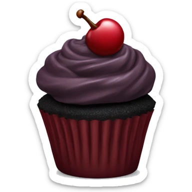 Dark red cherry cupcake with frosting on top with black cupcake case  sticker