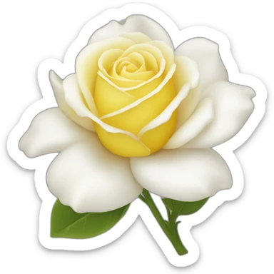 Fleur ros jaune blanche sticker