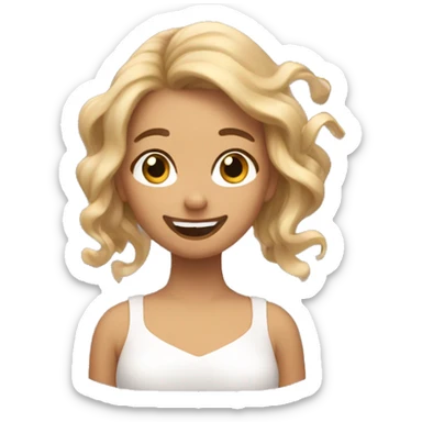 Blushing girl twirling hair sticker