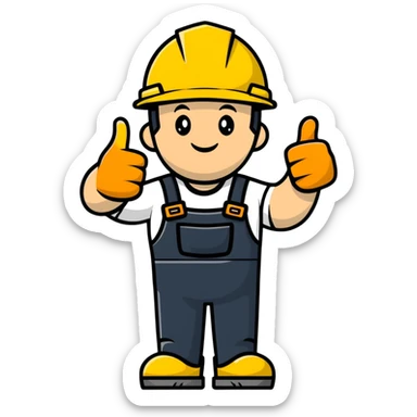 happy construction worker giving thumbs up sticker