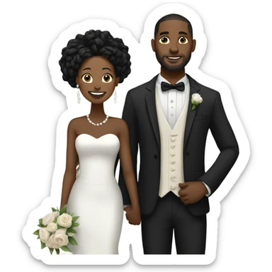 black couple with black locs, full body wedding sticker