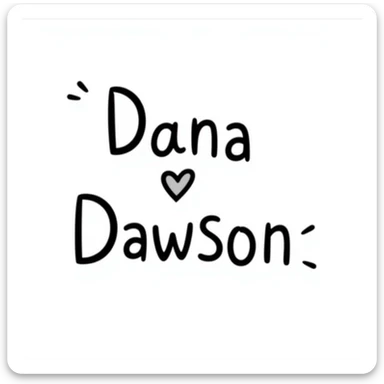 'Dana Dawson' name in a playful and informal hand-drawn doodle style sticker