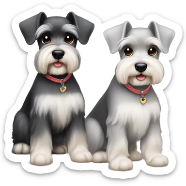 Two cute mini schnauzers and one is darker and one is lighter and fat sticker