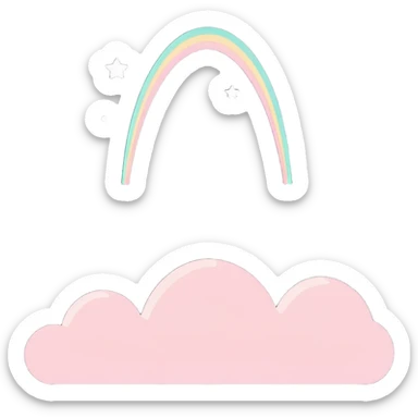 dreamy pastel pink rainbow with stars and sparkles sticker
