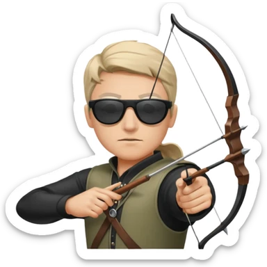 Blind archer aiming show black shades on the archer sticker