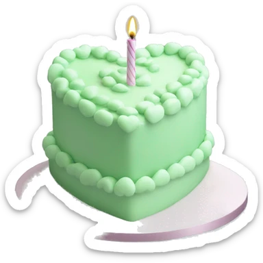 Pastel green heart shaped birthday cake  sticker