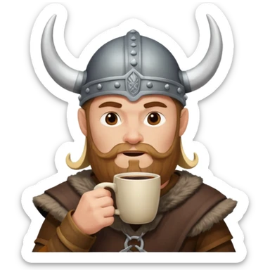 viking man drinking coffee sticker
