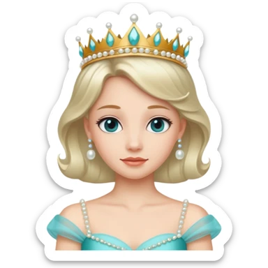 Princess – pearl tiara + aqua dress. sticker