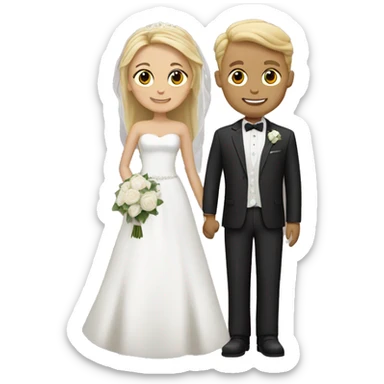 Bride with groom, both have light skin, bride is blond, groom is brown hair sticker