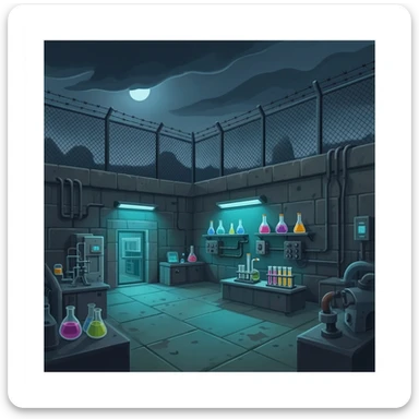 a cross of a concentration camp and a illegal science lab sticker