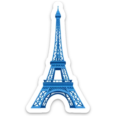 create a blue emoji of tour eiffel. 2D linear style sticker