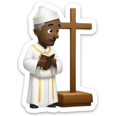 A bullock on an alter being with a priest  sticker