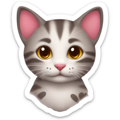 Cute kitten with lots of hearts around it sticker