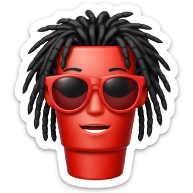 Red plastic cup with black dreads and sunglasses sticker