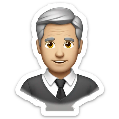 Emoji dad with greying brown hair, hazel eyes, medium build, shaven face sticker