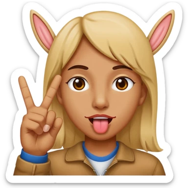 make a person with their going out doing the peace sign but with the tounge between their fingers sticker