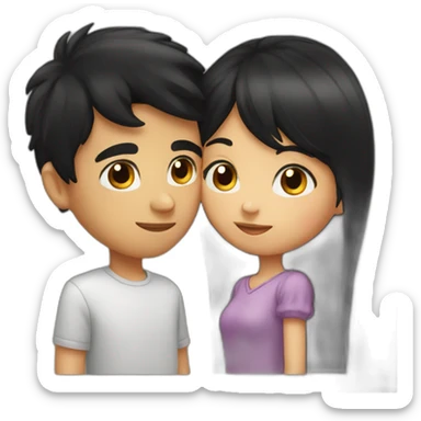 Boy black hair kissing girl sticker