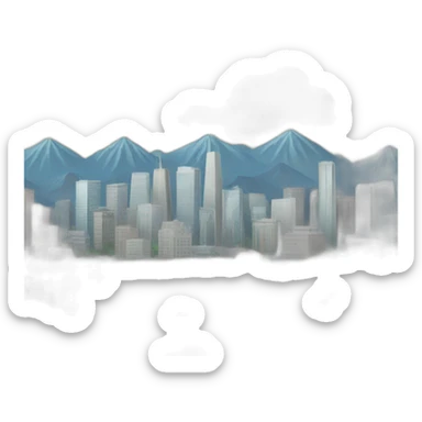 City skyline with mountains sticker
