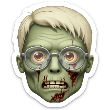 Zombie with big glasses more visible glasses, some difference between zombie and glasses, half body sticker