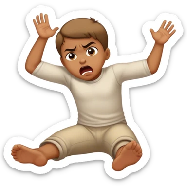Kid throwing a temper tantrum on the floor sticker