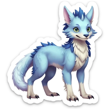 Feral Rare Fantasy cute pastel Vernid-Sergal-animal-creature-hybrid by LiLaiRa, markings, tufted ears, full body sticker