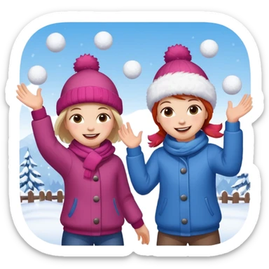 snowball fight pair sticker