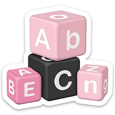 White and light pink toy alphabet blocks sticker