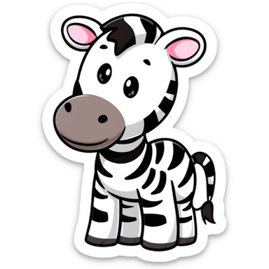 A full-body zebra standing and facing forward with a happy expression sticker