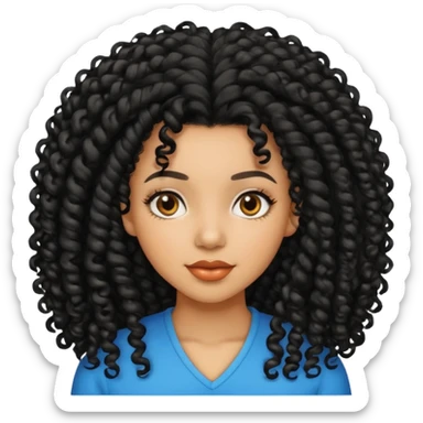 Uma mulher negra da pele clara com cabelo enrolado grande preto  sticker