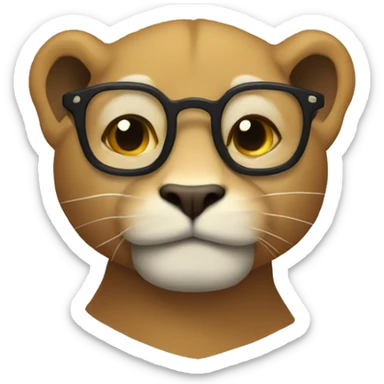 singa dengan kacamata sticker