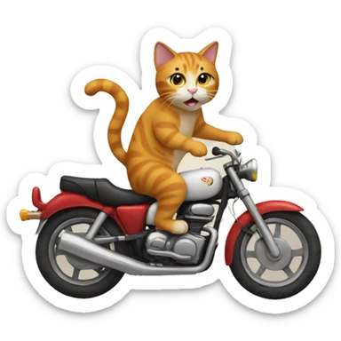 cat riding abike  sticker