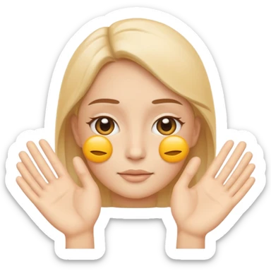 Minimal emoji representing reduced facial puffiness, soft hand gesture shaping the face contour, balanced and natural appearance, wellness-focused, simple and easy to understand
 sticker