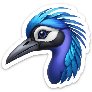 Blue Sicklebill headshot sticker