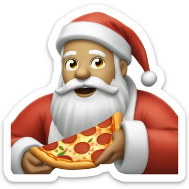 Santa eating pizza sticker