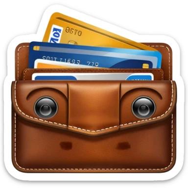 portefeuille marron avec quelques billets et carte bancaire sticker