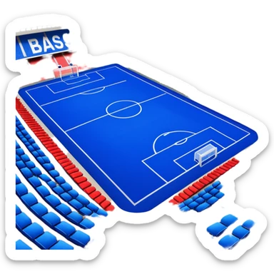 fc basel soccer stadium with blue seats. the name fc basel is written in red seats whereby many red seats form the label within a sea of blue seats sticker