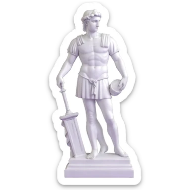 Full view of Michelangelo's David statue, Renaissance masterpiece, artistic stylized representation of the biblical hero sticker